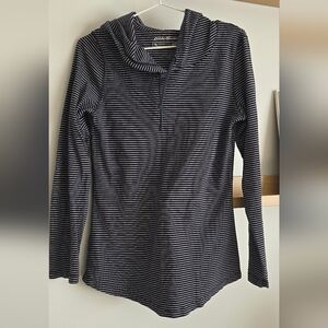 Eddie Bauer Black and White Striped Long Sleeve Tee